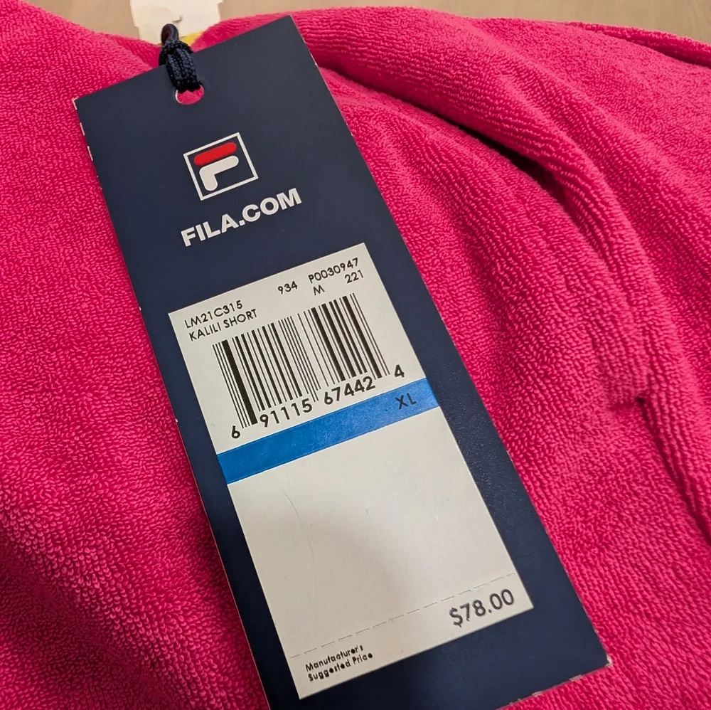 XL NWT FILA Analu Terry Polo & Kalili Shorts Towel Cloth Pink Blue Yellow